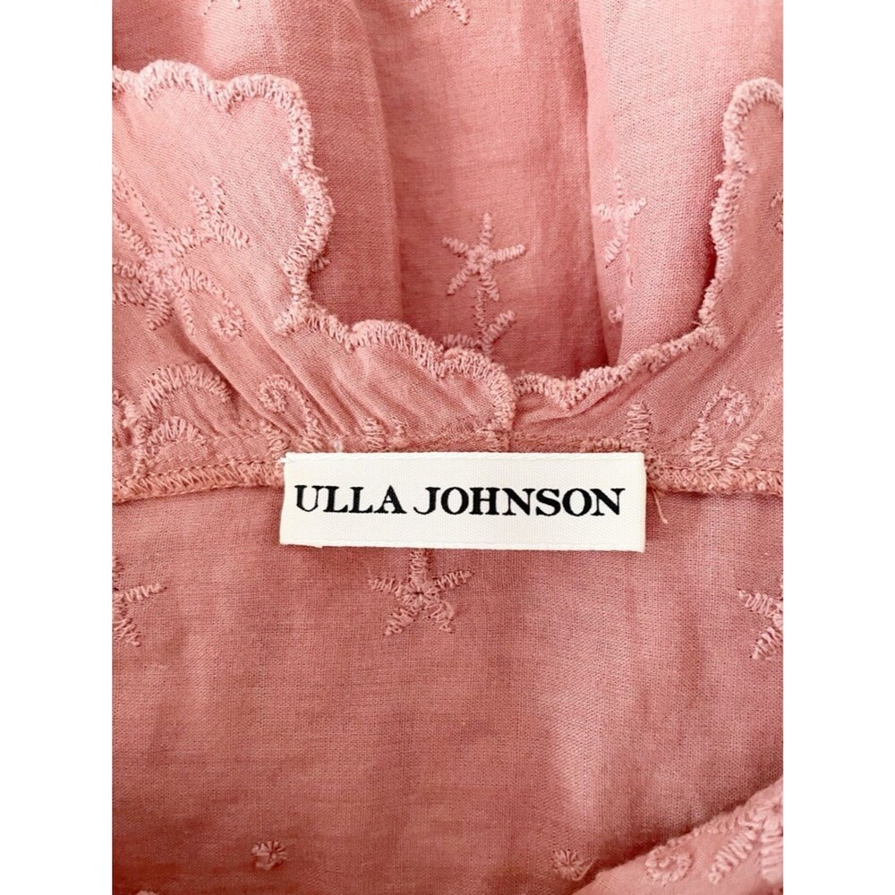 ULLA JOHNSON Savannah Dusty Rose Pink Eyelet Midi Dress Boho Style Size 2 - Picture 8 of 9
